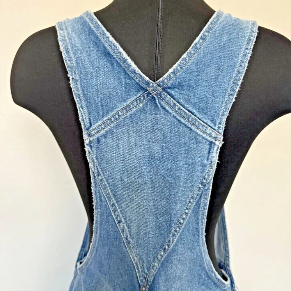 Joes Jeans Shortalls Taylor Hill Medium Blue Denim Bib Overall Shorts Y2K Boho